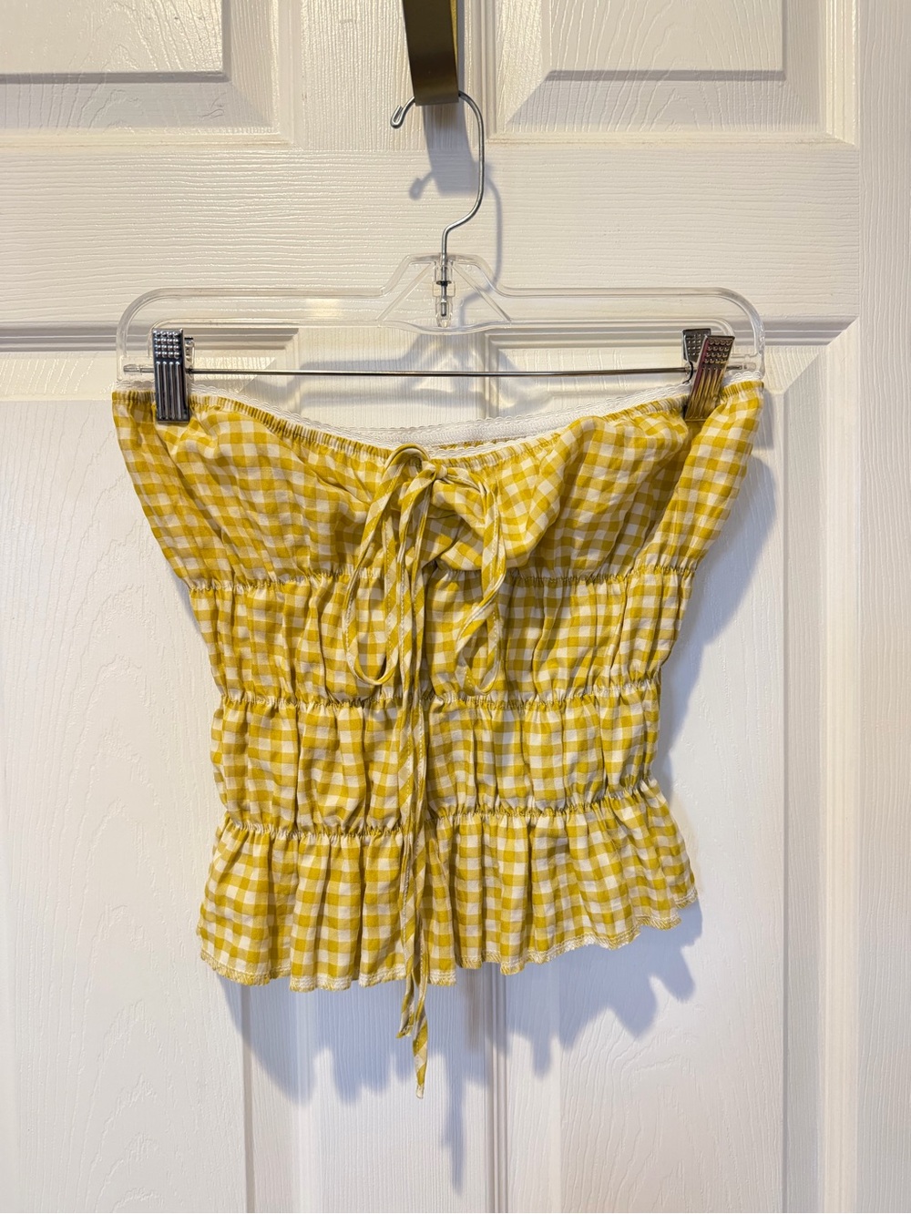 Yellow Gingham Smocked Tube Top – Women’s Summer Shorts Category
